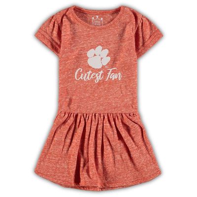 LITTLE KING Infant Girls Orange Clemson Tigers Knobby Slub T-Shirt Dress