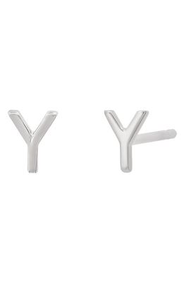 BYCHARI Small Initial Stud Earrings in 14K White Gold-Y