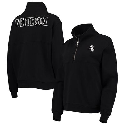 Women's The Wild Collective Black Chicago White Sox Two-Hit Quarter-Zip Pullover Top