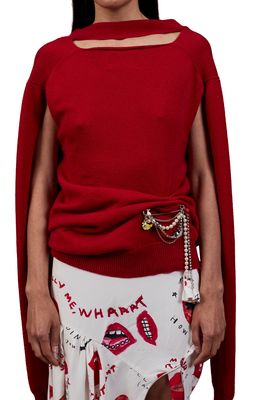 Meryll Rogge Draped Reversible Cashmere Cardigan in Red