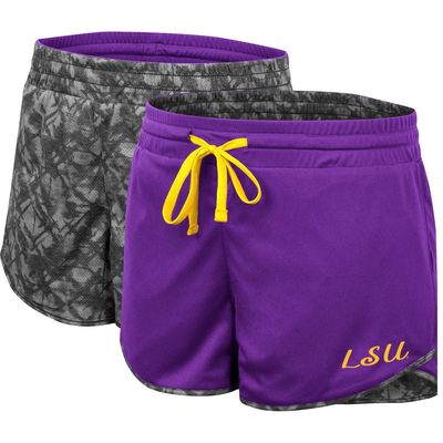 Women's Colosseum Purple/Charcoal LSU Tigers Fun Stuff Reversible Shorts