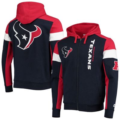 Men's Starter Navy/Red Houston Texans Logo Extreme Full-Zip Hoodie