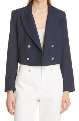 TWP The Waiter Double Breasted Wool Blend Crop Blazer in Midnight