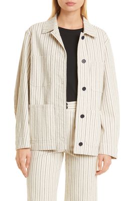 Rebecca Taylor Stripe Stretch Cotton Jacket in Yarn Dye Stripe Ivor