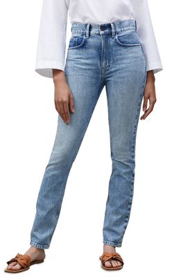 Lafayette 148 New York Reeve High Waist Straight Ankle Jeans in Stonewash Blue