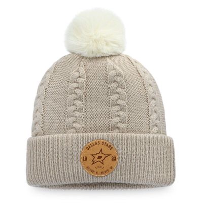 Women's Fanatics Branded Natural Dallas Stars Outdoor Play Cuffed Knit Hat with Pom
