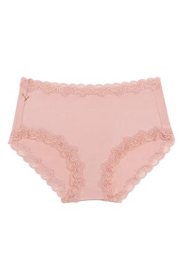 Uwila Warrior Soft Silk Lace Trim Silk Briefs in Mellow Rose