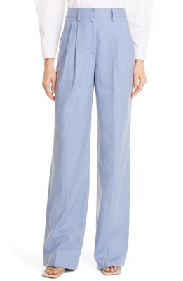AKNVAS O'Connor Pleated Stretch Cotton Pants in Blue