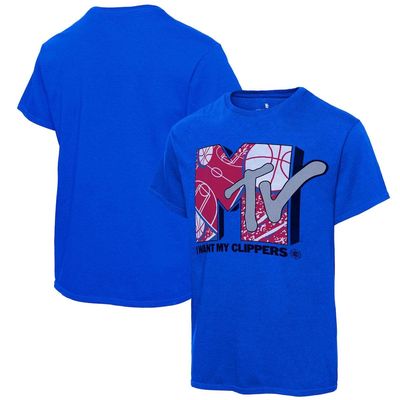Men's Junk Food Royal LA Clippers NBA x MTV I Want My T-Shirt in Blue