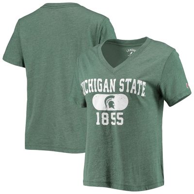 Women's League Collegiate Wear Heathered Green Michigan State Spartans Intramural Boyfriend Tri-Blend V-Neck T-Shirt in Heather Green