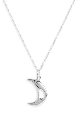 Bar Jewellery Abstract Moon Pendant Necklace in Silver