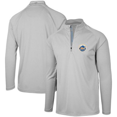 Men's Levelwear Gray New York Mets Orion Historic Logo Raglan Quarter-Zip Jacket