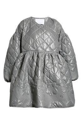 Cecilie Bahnsen Frazier Camellia Quilted Wrap Coat in Grey