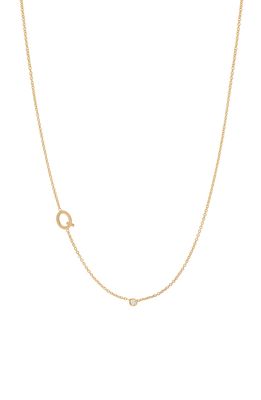 BYCHARI Asymmetric Initial & Diamond Pendant Necklace in 14K Yellow Gold-Q