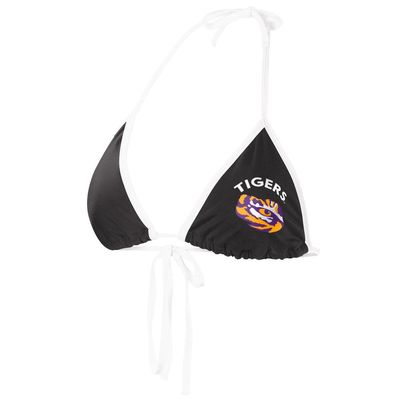 Women's G-III 4Her by Carl Banks Black LSU Tigers Perfect Match Bikini Top