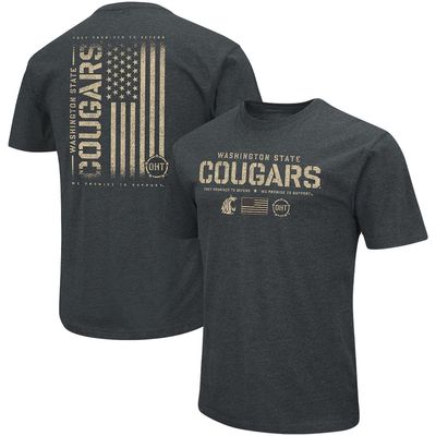 Men's Colosseum Heathered Black Washington State Cougars OHT Military Appreciation Flag 2.0 T-Shirt in Heather Black