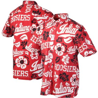 Men's Wes & Willy Crimson Indiana Hoosiers Floral Button-Up Shirt