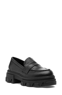 Silent D Coralie Platform Loafer in Black Leather