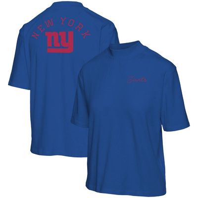 Women's Junk Food Royal New York Giants Half-Sleeve Mock Neck T-Shirt