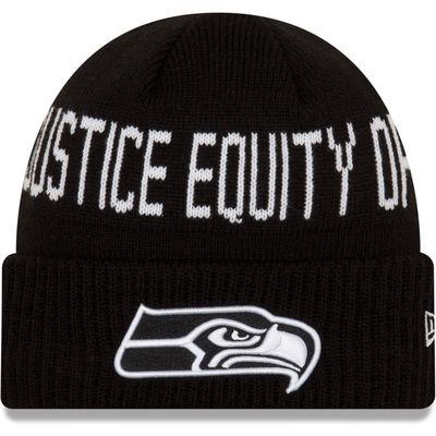 Youth New Era Black Seattle Seahawks Social Justice Cuffed Knit Hat