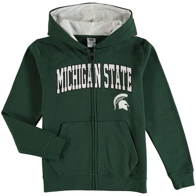 STADIUM ATHLETIC Youth Green Michigan State Spartans Applique Arch & Logo Full-Zip Hoodie
