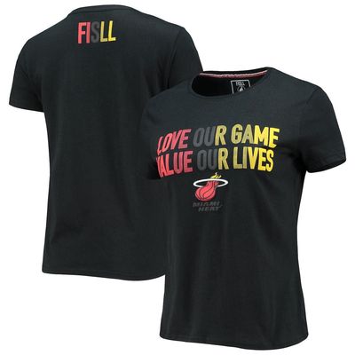 Women's FISLL Black Miami Heat Social Justice Team T-Shirt