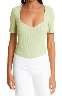 Mara Hoffman Marlowe Ribbed Bodysuit in Light Green