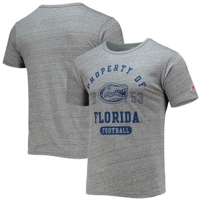 Men's League Collegiate Wear Heathered Gray Florida Gators Hail Mary Football Victory Falls Tri-Blend T-Shirt in Heather Gray