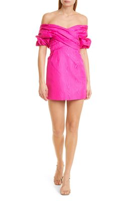 REBECCA VALLANCE Frenchy Off the Shoulder Minidress in Hot Pink