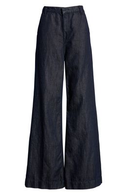 ASKK NY High Waist Cotton & Linen Trouser Jeans in Indigo Linen