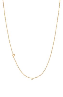 BYCHARI Small Asymmetric Initial & Diamond Pendant Necklace in 14K Yellow Gold-P