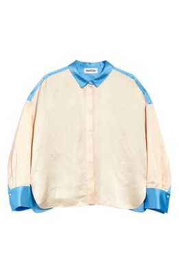 Partow Women's Theo Colorblock Button-Up Shirt in Nude Sky
