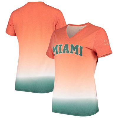 BOXERCRAFT Women's Orange Miami Hurricanes Ombre V-Neck T-Shirt