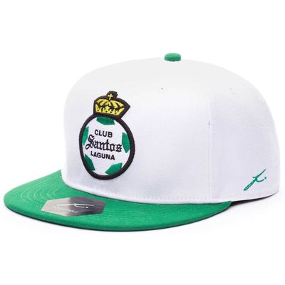 FAN INK Men's Fi Collection White/Green Santos Laguna Team Snapback Adjustable Hat