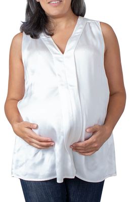 Emilia George Lily Satin Maternity/Nursing Top in Satin White
