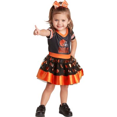 JERRY LEIGH Girls Toddler Brown Cleveland Browns Tutu Tailgate Game Day V-Neck Costume