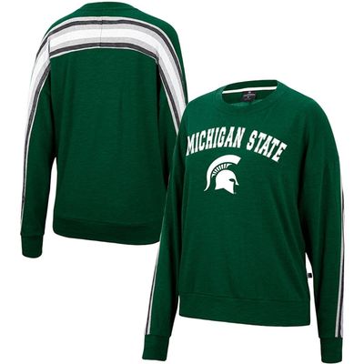Women's Colosseum Heathered Green Michigan State Spartans Team Oversized Pullover Sweatshirt