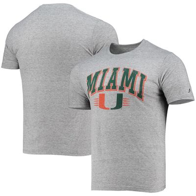 Men's League Collegiate Wear Heathered Gray Miami Hurricanes Upperclassman Reclaim Recycled Jersey T-Shirt in Heather Gray