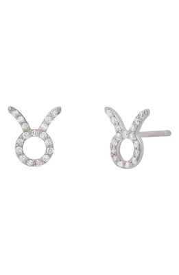 BYCHARI Zodiac Diamond Stud Earrings in 14K White Gold - Taurus