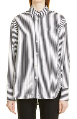 Maria McManus Stripe Oversize Organic Cotton Poplin Button-Up Shirt in Stripe White And Black