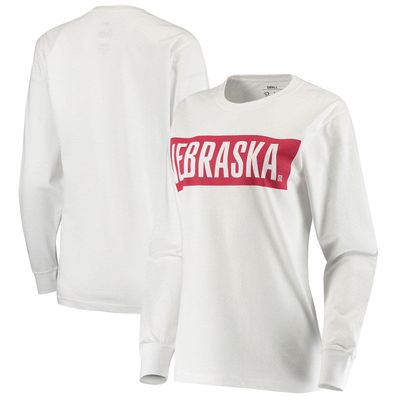 Women's Pressbox White Nebraska Huskers Big Block Whiteout Long Sleeve T-Shirt