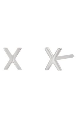 BYCHARI Small Initial Stud Earrings in 14K White Gold-X