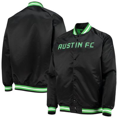 Men's Mitchell & Ness Black Austin FC Satin Full-Snap Raglan Jacket