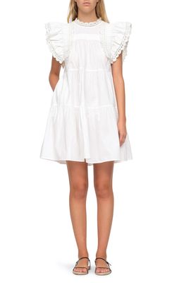 Sea Crochet Detail Cotton Babydoll Dress in White