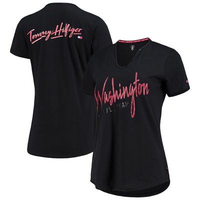 Women's Tommy Hilfiger Black Washington Football Team Riley V-Neck T-Shirt
