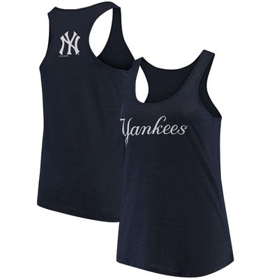 Women's Soft as a Grape Navy New York Yankees Plus Size Swing for the Fences Racerback Tank Top