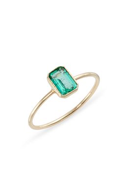 Jennie Kwon Designs Emerald Solitaire Ring in Yellow Gold