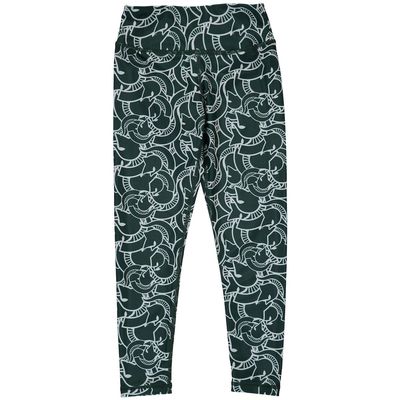 Girls Youth ZooZatz Green/White Michigan State Spartans Stacked Mascot Leggings in Hunter Green
