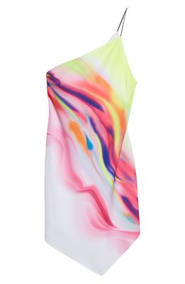 ET OCHS Kyla One-Shoulder Handkerchief Hem Minidress in Graphic Tie Dye