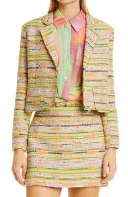 Le Superbe Beach Cotton Blend Tweed Jacket in Multi Bright Nude